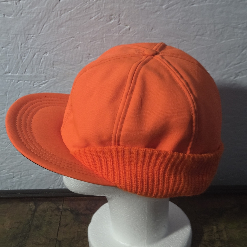 Vintage 1980s Blaze Orange Hunting Cap W/ Ear Flaps - Medium